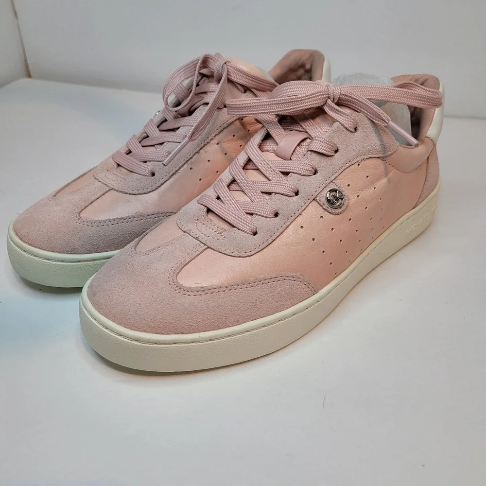 Michael Kors Scotty Leather Pink Sneaker Lace Up Casual Shoes Women's Size 8